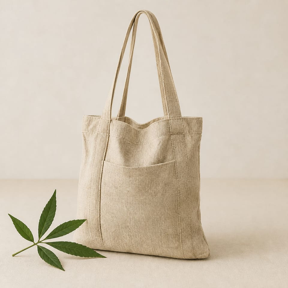 Natural hemp market tote