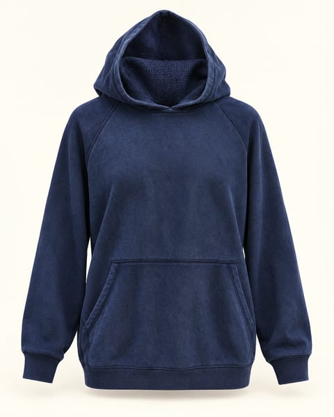 Pullover hoodie in navy, front view