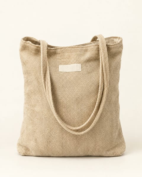 Canvas shoulder tote in natural, front view