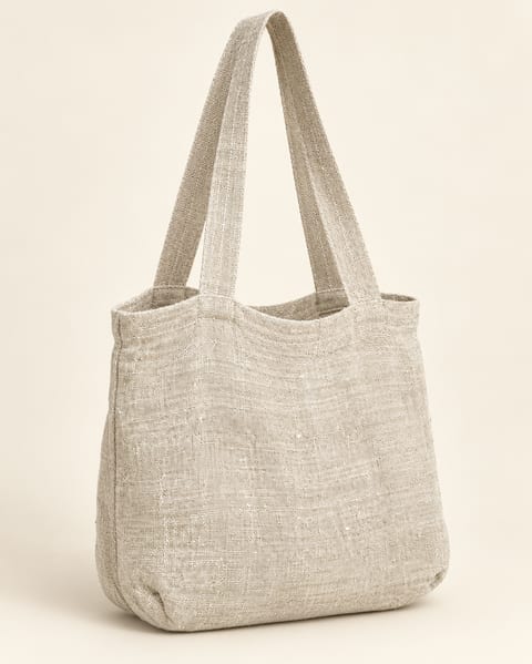 Hemp tote bag in natural, front view