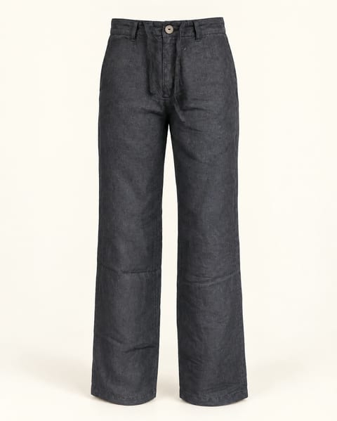 Straight leg trousers in charcoal, front view