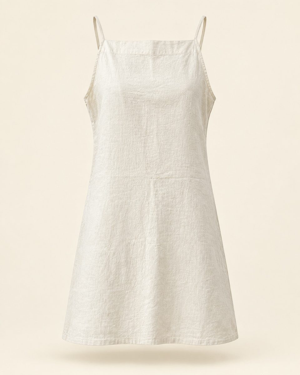 A line cami dress in ivory, front view