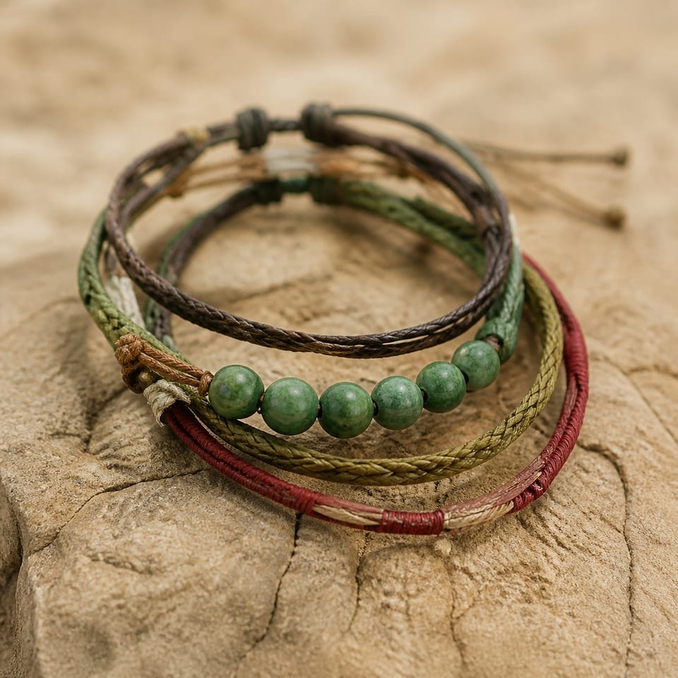 Handmade bracelets in earth tones