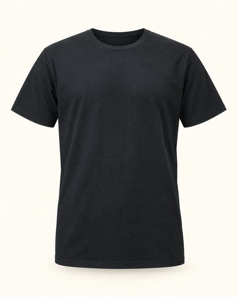 Plain crew tee in black, front view