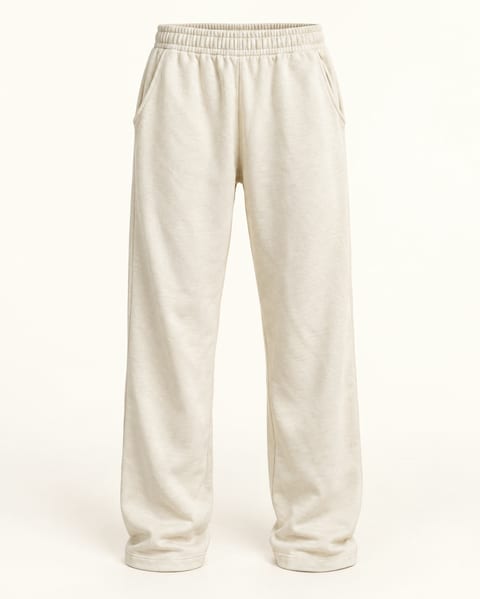 Relaxed straight leg trousers in ivory, front view