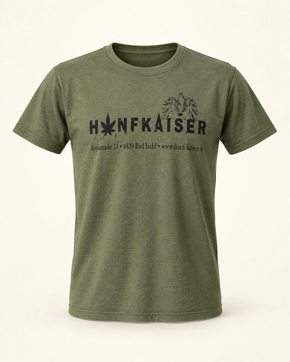 Graphic logo crew tee in olive, front view