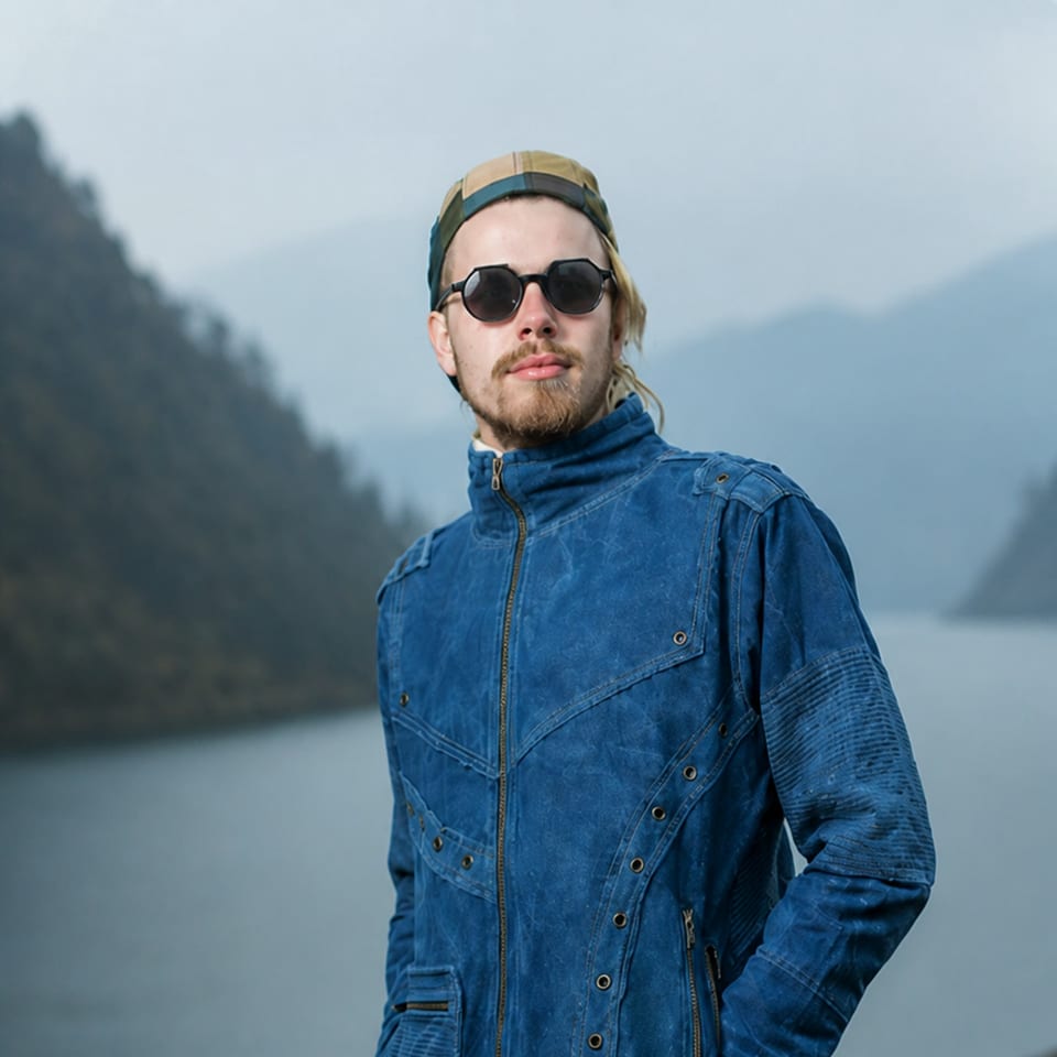 Blue indigo hemp field jacket