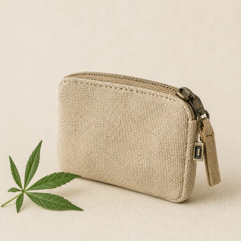 Natural hemp zip wallet