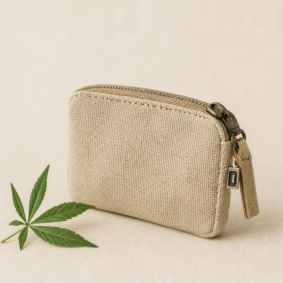 Natural hemp zip wallet