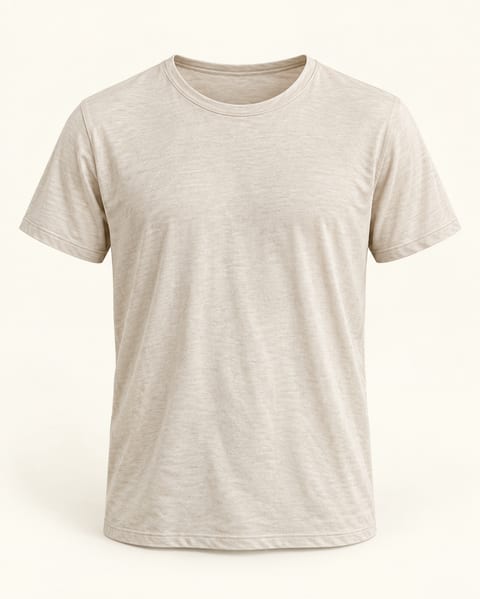 Hemp crew tee in ivory, front view