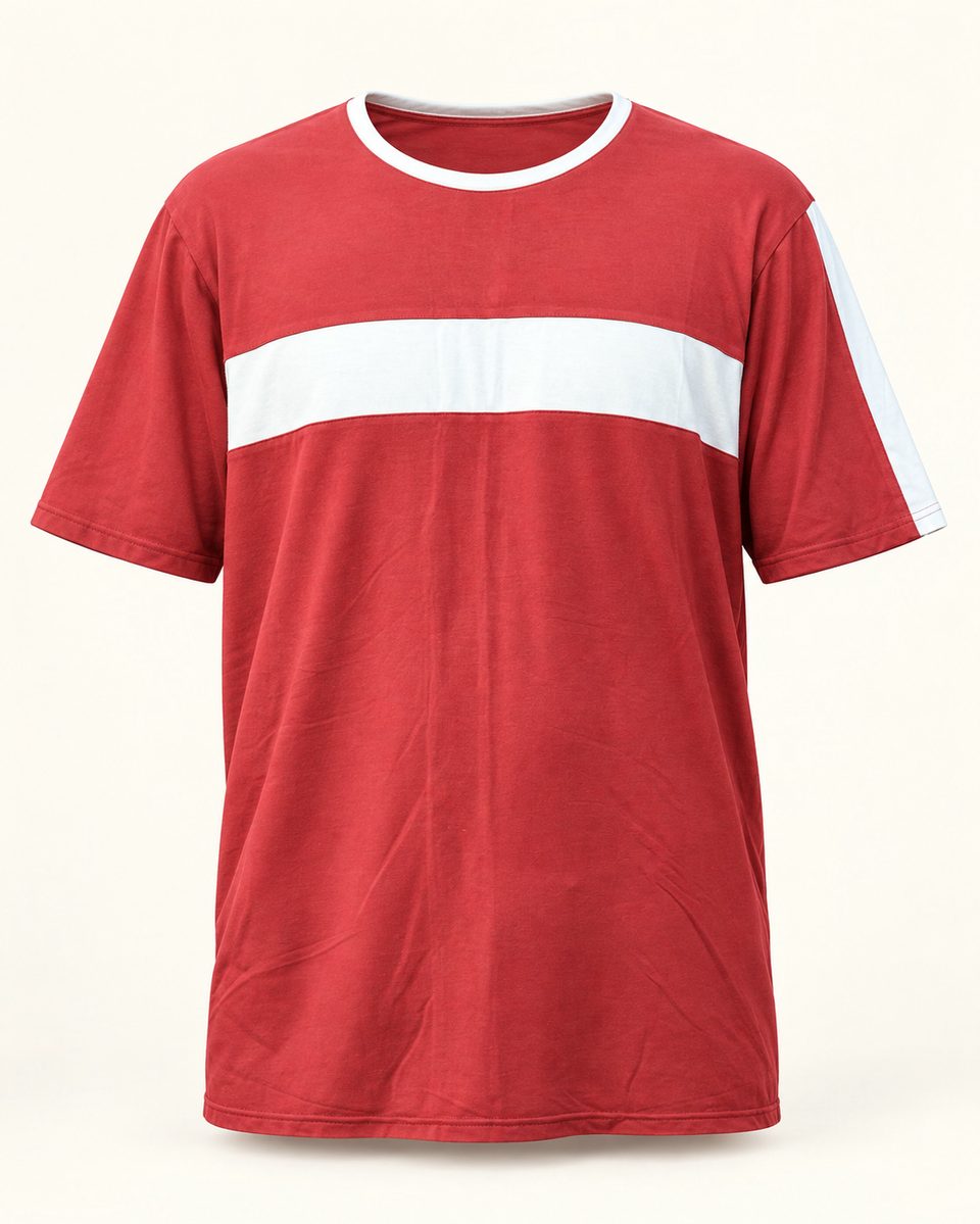 Stripe tee in red / white, front view