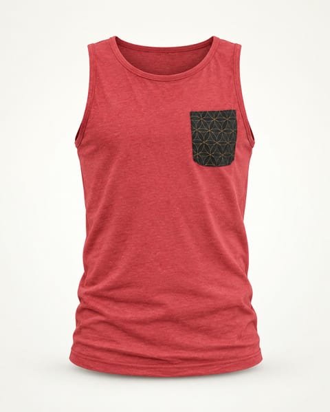 Contrast pocket tank in red, front view
