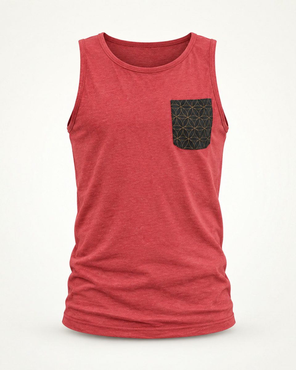 Contrast pocket tank in red, front view